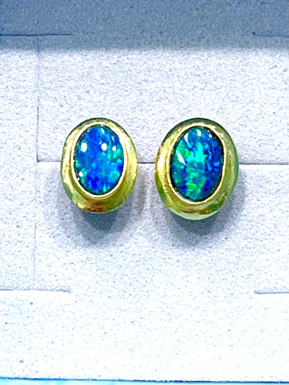 14K Gold 1ct Ethiopian Opal Earrings